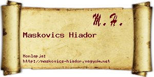 Maskovics Hiador névjegykártya